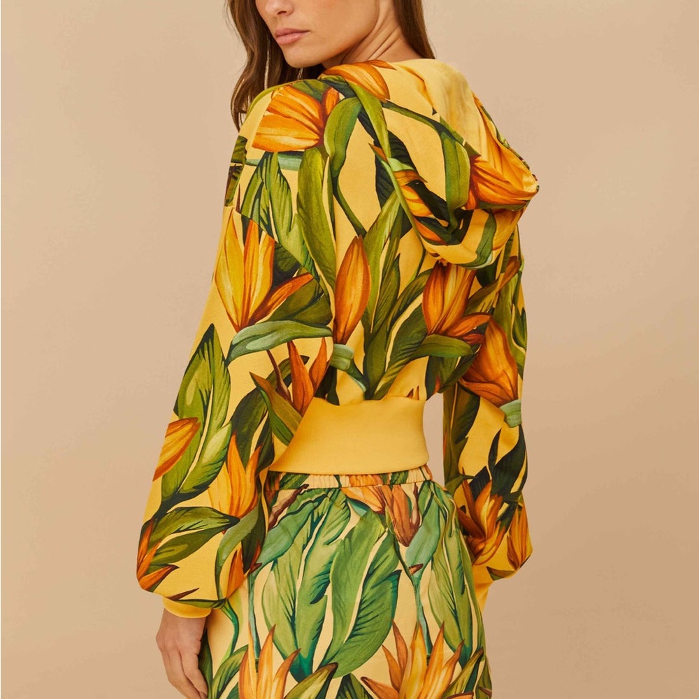 Farm Rio x Adidas Birds Of Paradise Semi Spark Jacket Cropped Hoodie - Picture 3 of 8